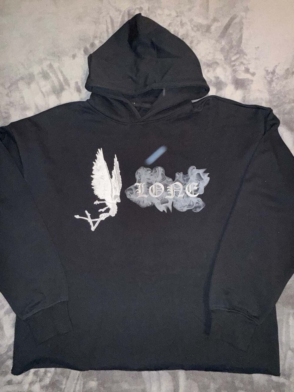Vlone Smoke Angel Black Hoodie with Smoke V Graphics